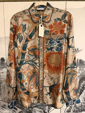 Pierre-Louis Mascia Floral Print Button-Down Silk Shirt - Multicolor - M